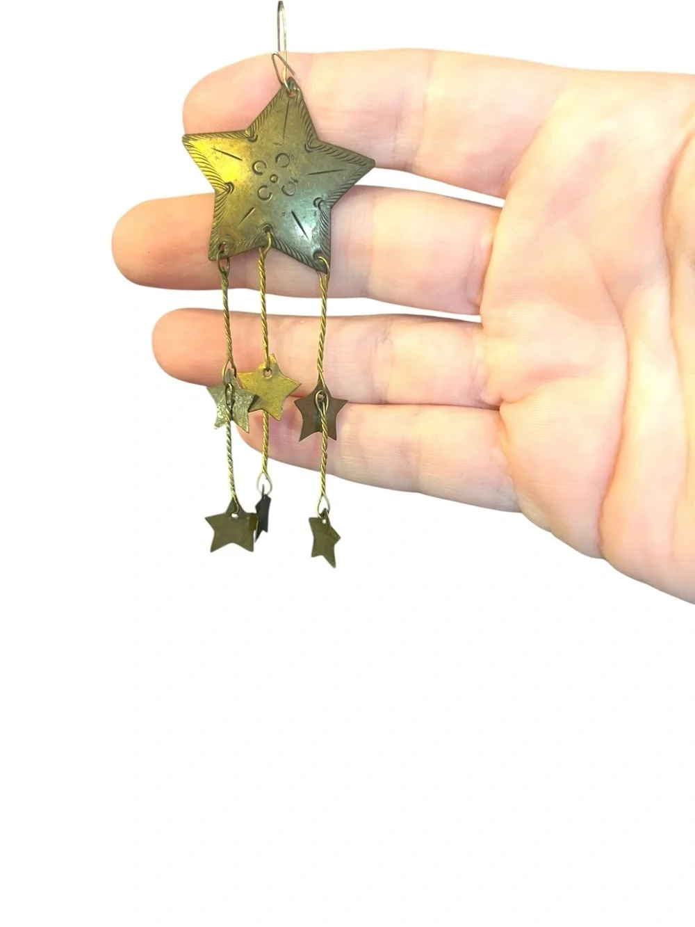 Brass Star Fall Drop Dangle Earrings - Gold Star Chandelier